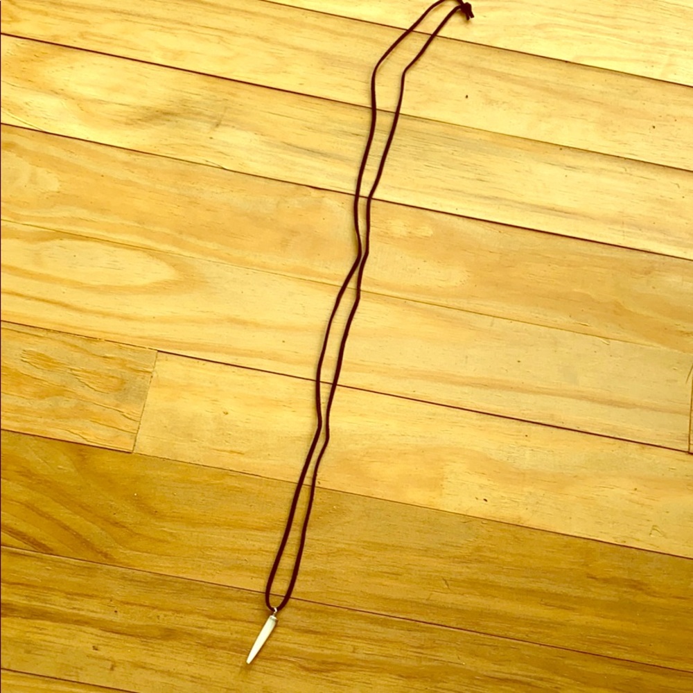 Faux Suede Horn Pendant Necklace